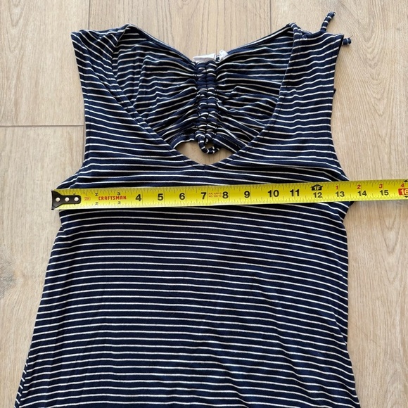 Gap Sleeveless Knit Midi V-Neck Dress‎ Navy/White Striped Viscose Spandex XS EUC - Picture 10 of 12